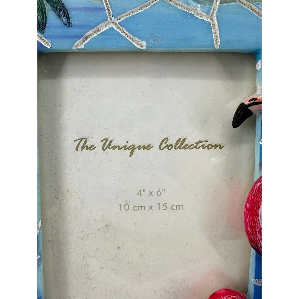 The Unique Collection Tropical Flamingo 3D Resin Mosaic Picture Frame 4x6 Beach